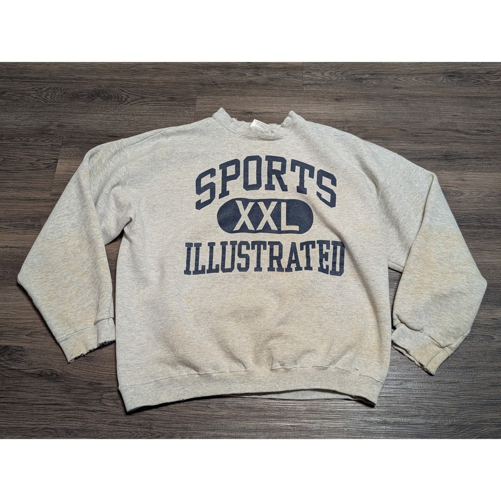 Vintage Tultex Sports Illustrated XXL Sweatshirt Gray XL Made in USA Thrashed